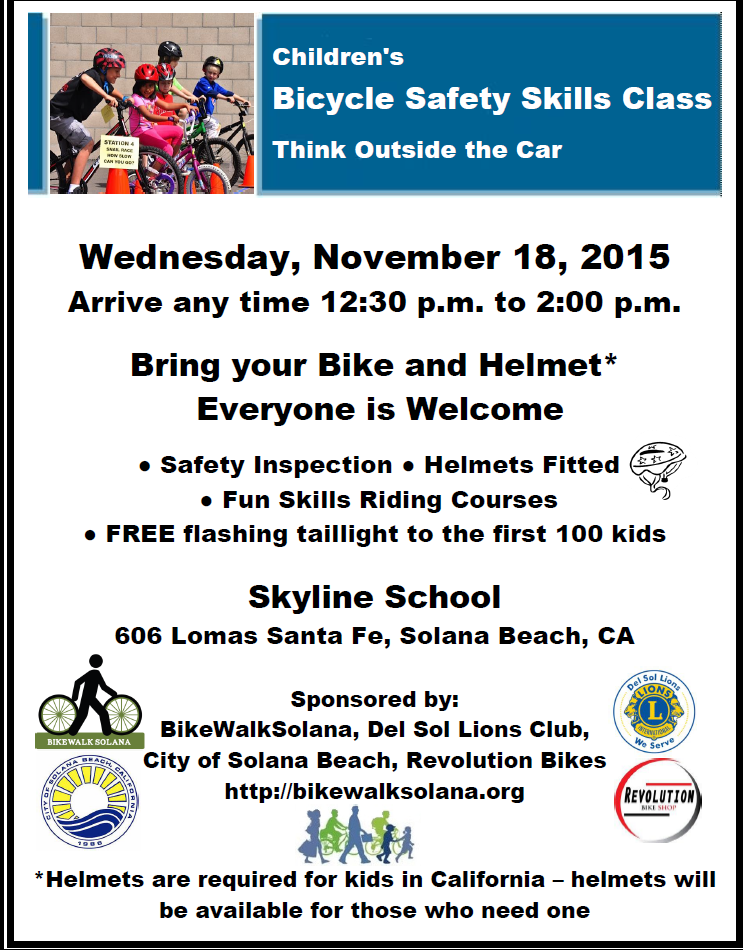 Children’s Bike Safety Skills at Skyline Nov 18