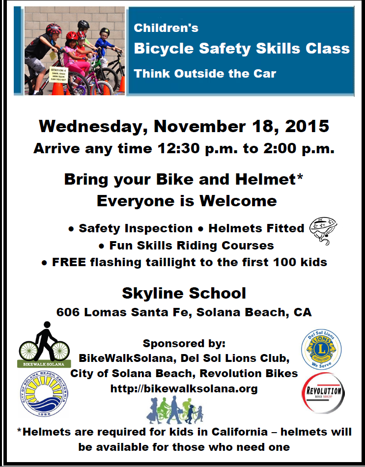 November 18 Kids Bike Safety Class