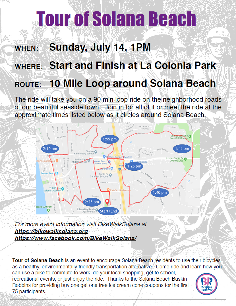 Tour of Solana Beach Sunday July 14, 1pm